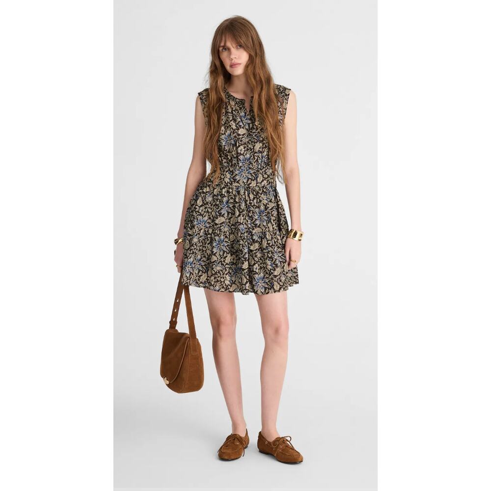Madewell | NWT Gathered Button-Front Mini Dress Floral Carob | Sz M